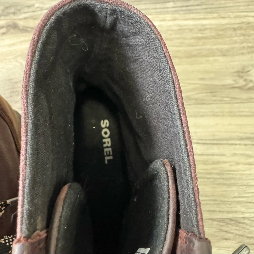 Sorel Women's Lexie Wedge Boots in Cattail Brown Leather Size 7.5